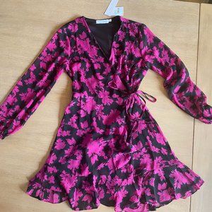 NEW: All in Favor Black/Purple Wrap Dress